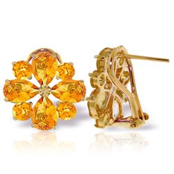 14k YG Citrine Flower French Clip Earrings