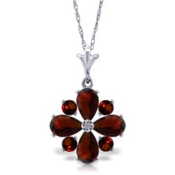 14k White Gold Garnet Flower Necklace