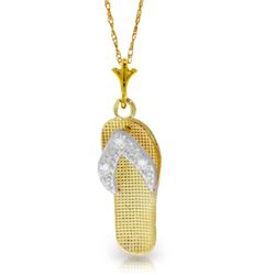 14k Yellow Gold 0.02ct Diamond Flip Flop Necklace