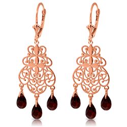 14k ROSE GOLD 3.75ct Garnet Intricate Chandelier Earring