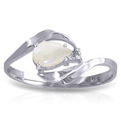 14k White Gold 0.25ct Opal & Diamond Ring