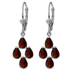14K White Gold 4.50ct Pear Garnet Leverback Earring