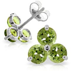14k WHITE GOLD 1.50ct ROUND Peridot Stud Earrings