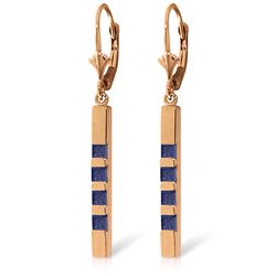 14k Solid Gold 0.70ct Sapphire Bar Earrings