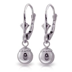 14K White Gold With Ball Dangling Leverback Earring