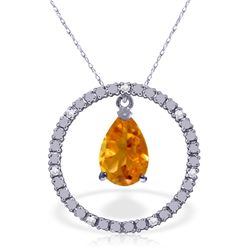 14K White Gold 6.5ct Citrine & Diamond Necklace