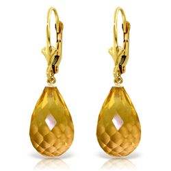 14k Solid Gold 14.0ct Citrine Dangle Earrings