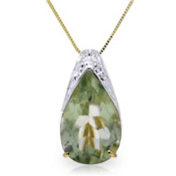 14k Solid Gold 5.0ct Green Amethyst Drop Necklace