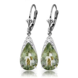 10.0ct Green Amethyst Royal Drop Earrings in 14k WG