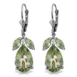 14k WG 12.00ct & 1.00ct Green Amethyst Dangle Earrings