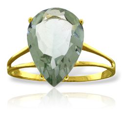 14k Solid Gold 5.0ct Green Amethyst Cocktail Ring