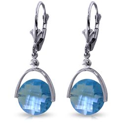 14k Solid Gold 6.50ct Blue Topaz Earrings