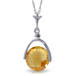 14K White Gold 3.25ct Checkboard Cut Citrine Necklace