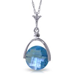 14k Solid Gold 3.25ct Blue Topaz Necklace
