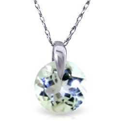 14K White Gold .65ct Round Cut Aquamarine Necklace