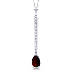 14k WHITE GOLD 1.75ct Garnet Necklace with Diamonds