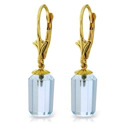 14k Solid Gold 9.0ct Blue Topaz Earrings