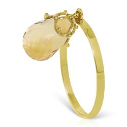 14k Solid Gold 3.0ct Dangle Citrine Ring