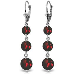 14k White Gold Graduated Garnet Earrings