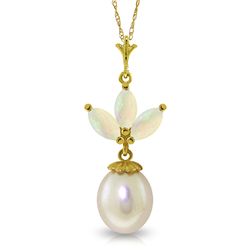 14k YG Pearl & 0.75ct Opal Necklace