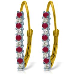 14k Solid Gold Ruby & Diamond Earrings