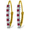 Image 1 : 14k Solid Gold Ruby & Diamond Earrings