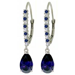 14K 0.15ct DIAMOND & 3.00ct&0.20ct SAPPHIRE EARRING