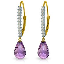 14k Soild Gold 4.50ct Amethyst & Diamond Earrings