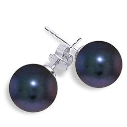 14k Solid Gold Black Pearl Stud Earrings