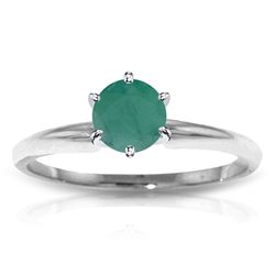 14k WHITE GOLD 0.65ct Emerald Solitaire Ring