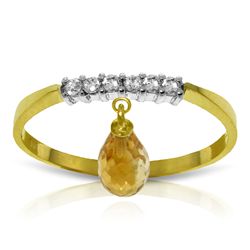 14k Solid Gold 1.35ct Citrine & Diamonds Ring