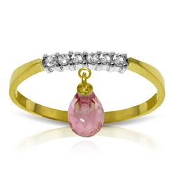 14k Solid Gold 1.35ct Pink Topaz & Diamonds Ring