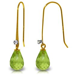 14k Solid Gold 1.35ct Peridot & Diamond Earrings