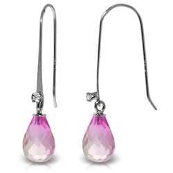 14k Solid Gold Pink Topaz & Diamond Earrings