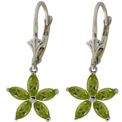 14k WG 2.80ct MARQUIS Peridot Flower Earrings