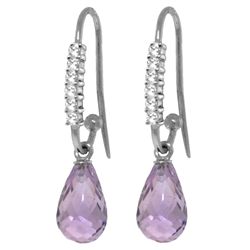 14k WG 4.5ct Amethyst w/ .18ct Diamond Hook Earring