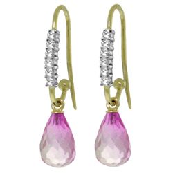 14k YG Earrings with Diamonds & 4.50ct Pink Topaz