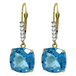 7.20ct Blue Topaz with Diamond Accent Earrings in 14k YG