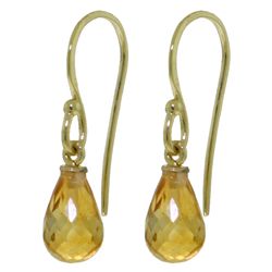 2.70 Citrine Shepherds Hook Earrings in 14k Yellow Gold