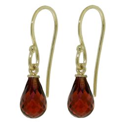 14k YELLOW GOLD 2.70ct Garnet Fish Hook Earrings