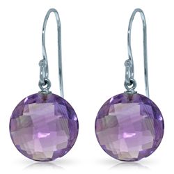 14k White Gold 12.0ct Round Amethyst Earrings