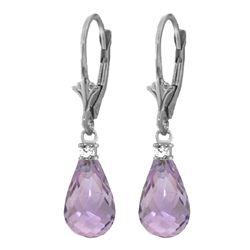 14k WG 4.50ct Amethyst with Diamond Accent Earrings