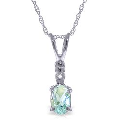 14k WG 0.45ct Oval Aquamarine & Diamond Necklace