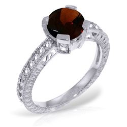 14k WG 1.50ct Garnet & Diamond Engagement Ring