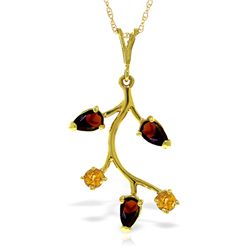 14k Solid Gold Garnet & Citrine Necklace