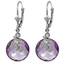 10.60ct Amethyst with Gold Leaf Earrings in 14k WG