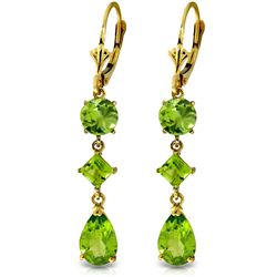 14k Solid Gold Peridot Leverback Earrings