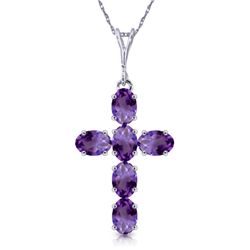 14k White Gold 1.50ct Amethyst Cross Necklace