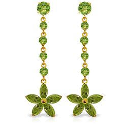 14k YG Peridot Flower Dangle Earrings