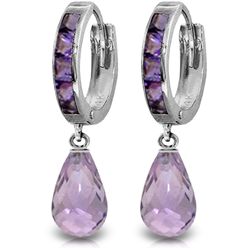 14K White Gold 4.50ct & .85ct Amethyst Hoop Earring